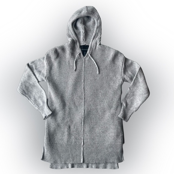 Cynthia Rowley Waffle Knit Gray Sweater Hoodie - Size Small - Picture 2 of 8